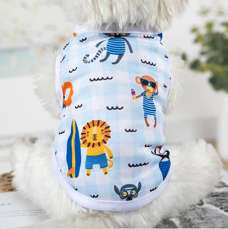 Cartoon polyester dog vest for puppies, Wang Shan Meow Quick-Drying Dog Vest, suitable for small dogs.