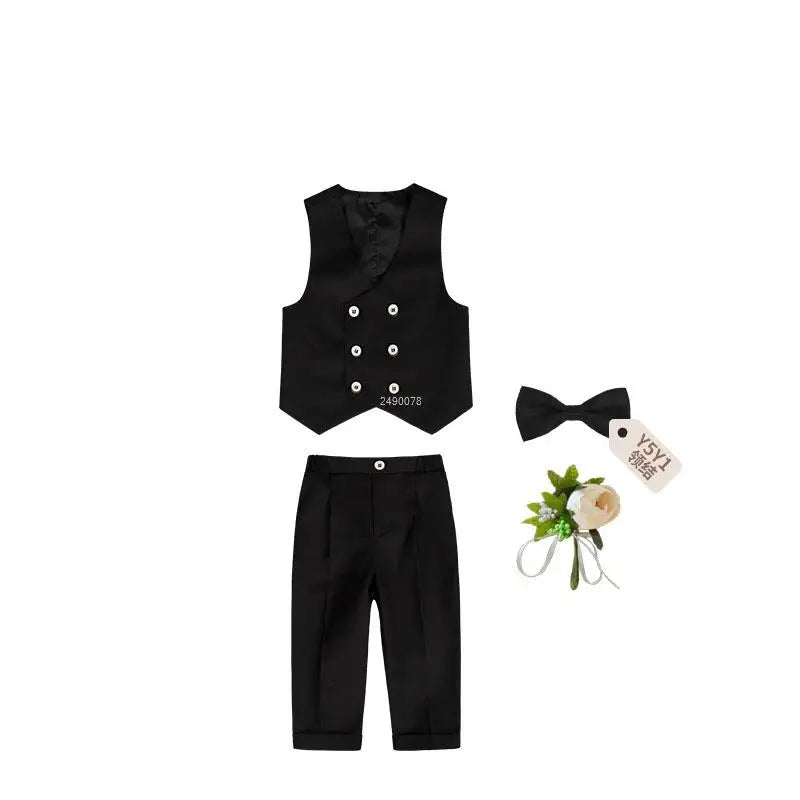 Kids boys formal wedding suit with double-breasted blazer and trousers, stylish PsyMonster boys costume by SHOWLU FASHION STORE