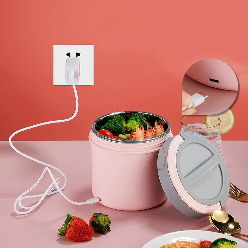 Showlu USB electric lunch box with 1.2L stainless steel food warmer, portable and convenient for hot meals on the go.