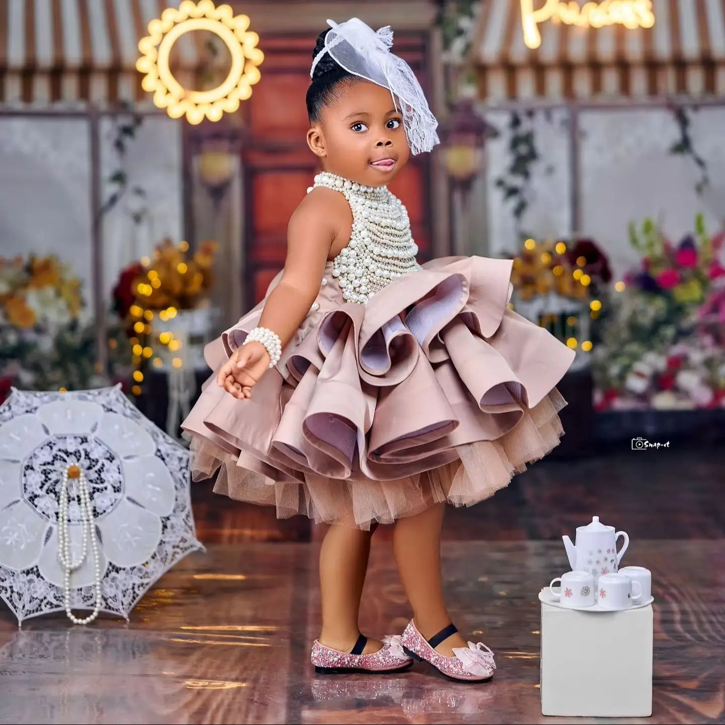 Luxury Pearls Flower Girl Dresses for Wedding Customized Kids Birthday Party Dress Princess Pageant Photoshoot Gowns