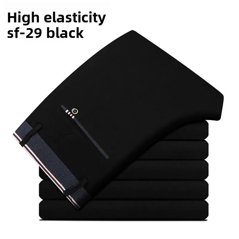 Men's stretch travel dress pants from Showlu Fashion, slim fit, lightweight, no iron business trousers for office or travel.
