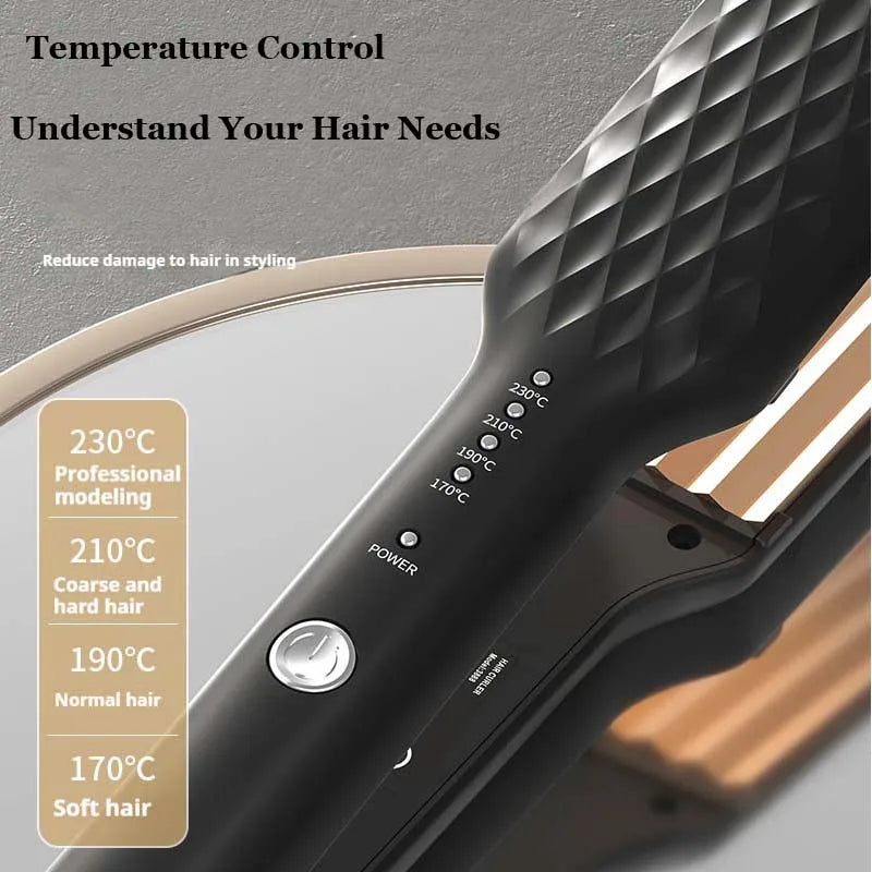 Showlu Smart General hair crimper tool with textured plates for creating crimped hairstyle, shown on a white background.