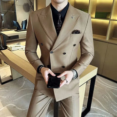 2 Piece Outfit Set Man Slim Fit Full Suit for Men Casual Blazer Business Spring Autumn Ceremony Clothing Classic Pants Fashion