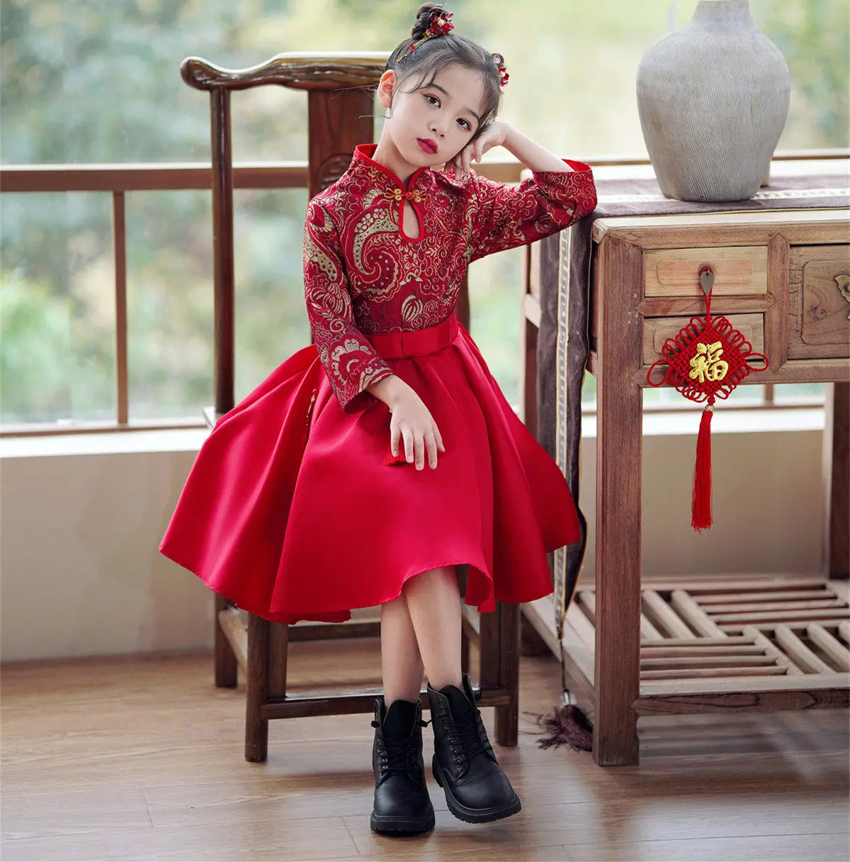 Party Cosplay Performance Costumes Cheongsam Dress Chinese Dress Qipao Children Clothing Ethnic Style Girl New Year Kids Clothes