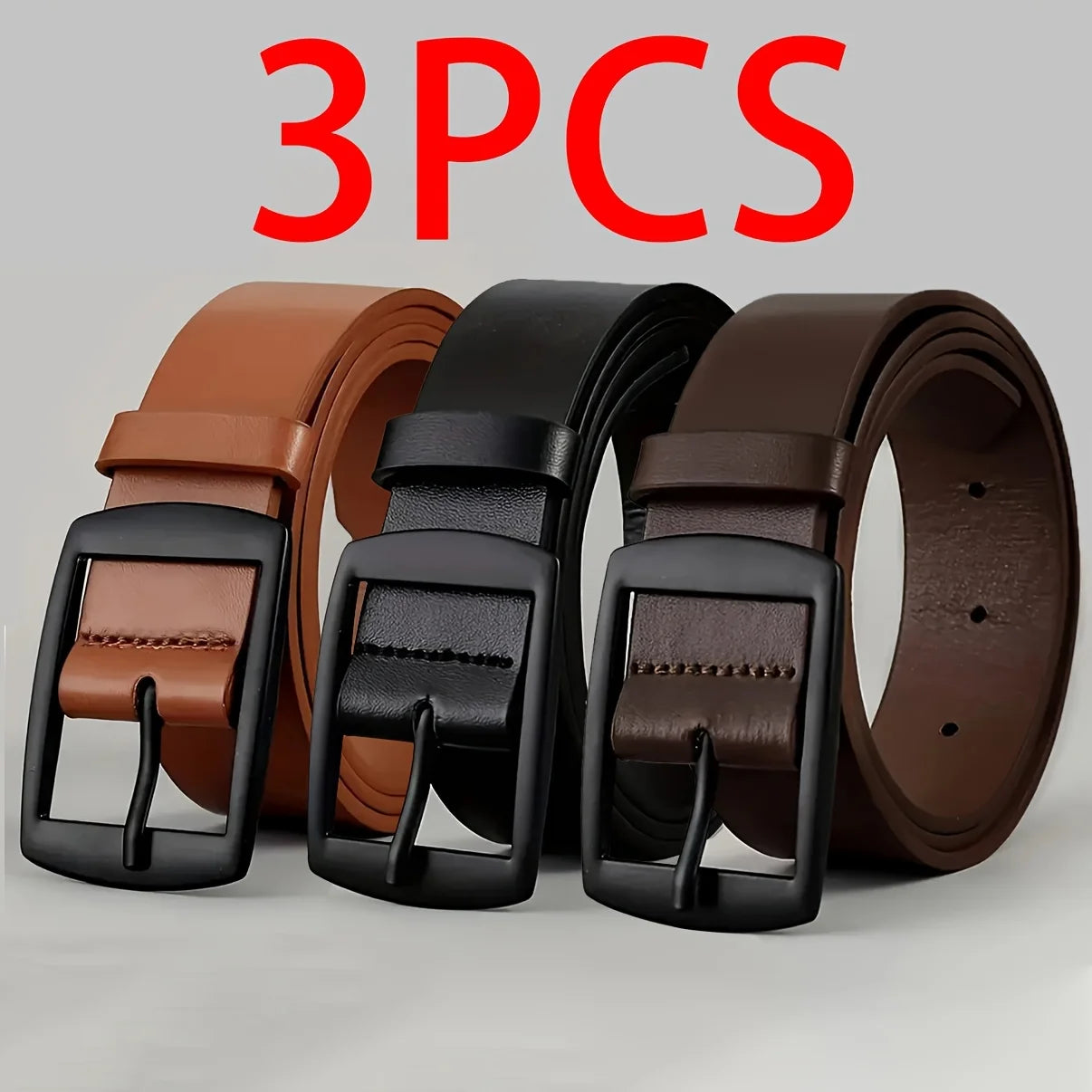 Luxury men's PU leather belt with metal pin buckle, high-quality designer waist strap for jeans, plus size available.