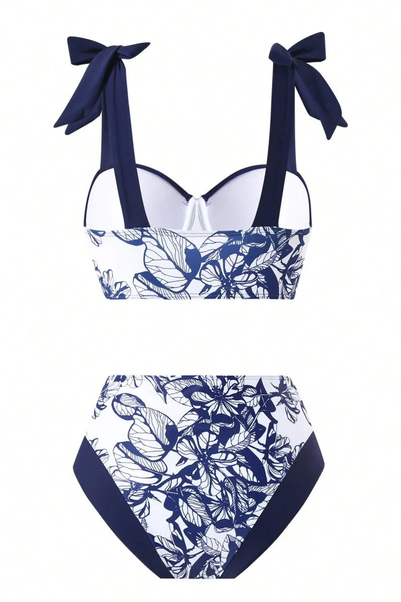 Plus size floral bikini set with high waist and matching cover-up for women, featuring vibrant floral patterns and comfortable fit.