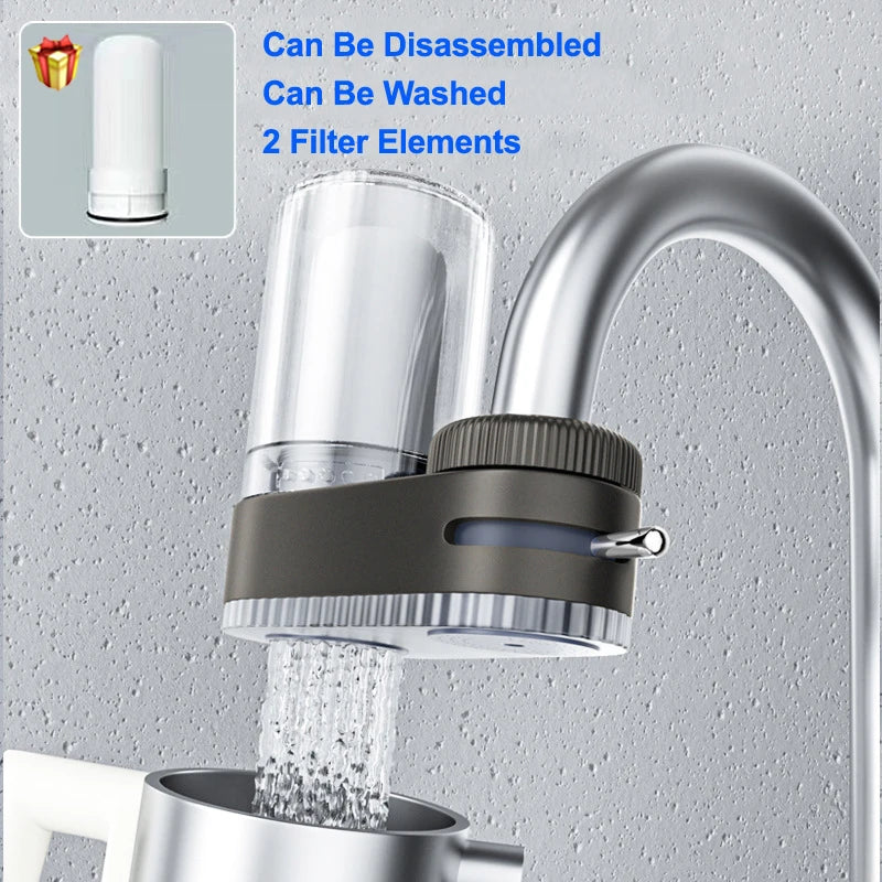 Showlu Faucet Water Purifier with washable physical filter featuring two filtration elements for clean, fresh tap water.