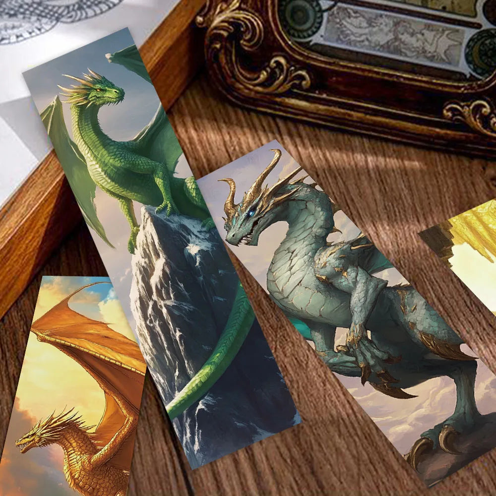Showlu Majestic Dragon Wings paper bookmarks, set of 30, featuring detailed dragon wing designs for aesthetic stationery use.