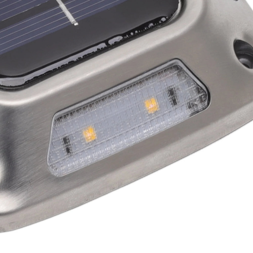 Showlu Smart General 8 LED solar ground light, waterproof IP65 warm garden lamp illuminating outdoor pathways and garden areas.
