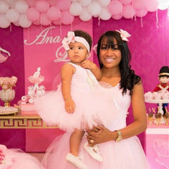 Dollbling Girls Pink Crown Ballerina Baptism Shoes Infant Dazzling Shoes Dress Handmade Mommy Daughter Outfit Bling Botties