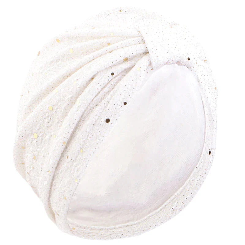 Women's sequin knotted turban hijab chemo cap beanie bonnet by SHOWLU FASHION STORE, featuring shiny sequins and a stylish knot design.