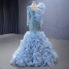 Jancember 222146 Fashion Illusion Blue Formal Evening Party Dresses for Girls