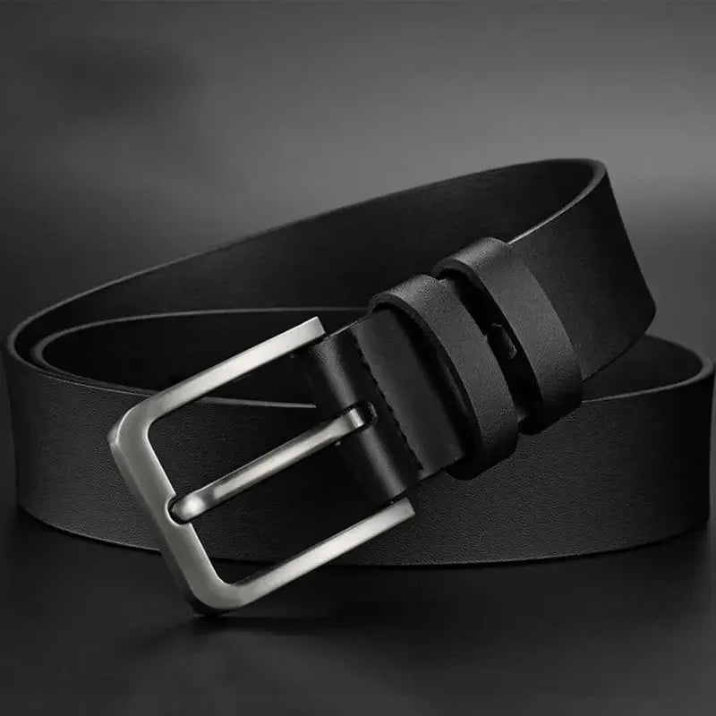 Men's alloy square pin buckle belt by Showlu Fashion, featuring luxury designer PU leather and a sleek square buckle.