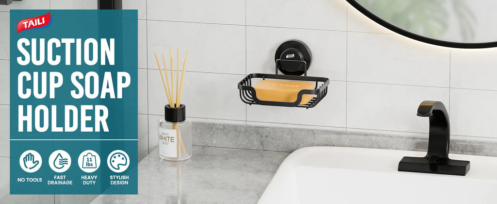Showlu Smart General wall-mounted soap holder with drain, made of durable material, designed to keep soap dry and accessible.