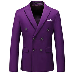 2025 Fashion New Men's Casual Boutique Business Solid Color Double Breasted Suit Jacket Blazers Coat