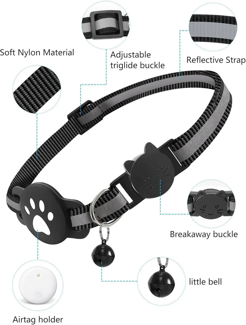 Mini Bluetooth pet tracker for cats from Showlu Fashion Store, showing compact GPS collar with tracking device for Android devices.