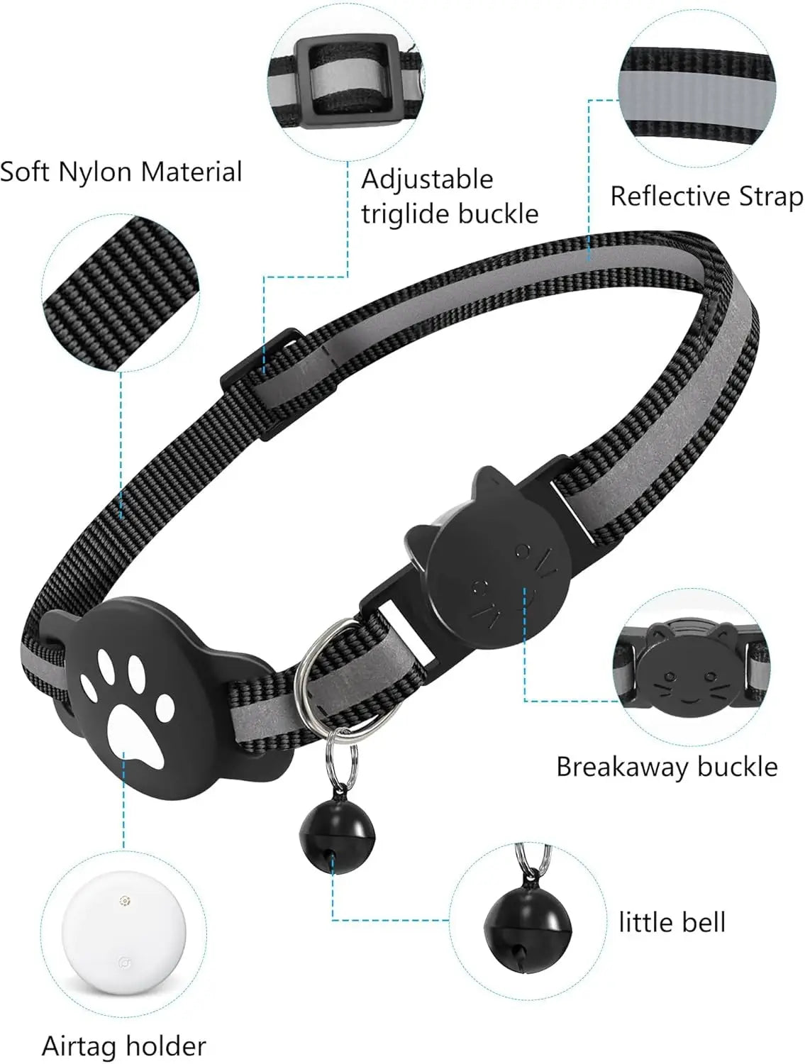 Mini Bluetooth pet tracker for cats from Showlu Fashion Store, showing compact GPS collar with tracking device for Android devices.