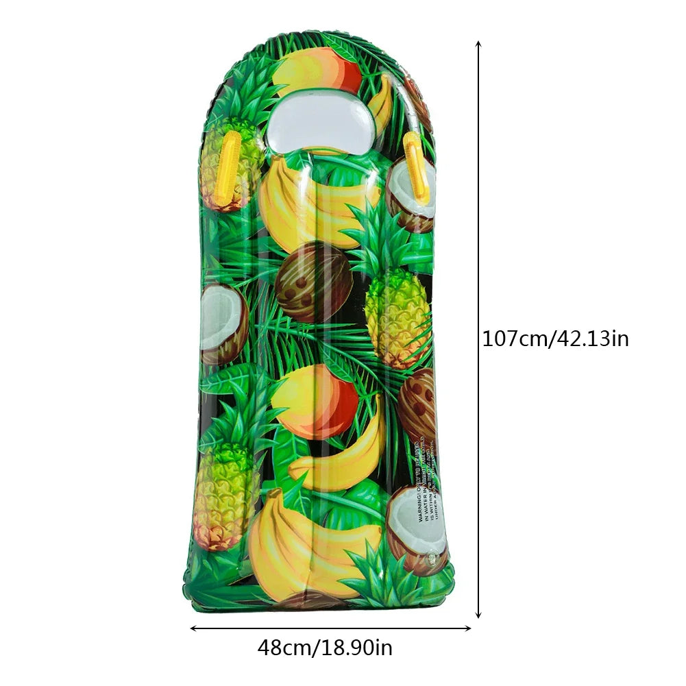Showlu Smart inflatable water mat, a PVC floating pool lounger and surfboard for relaxing on the water.