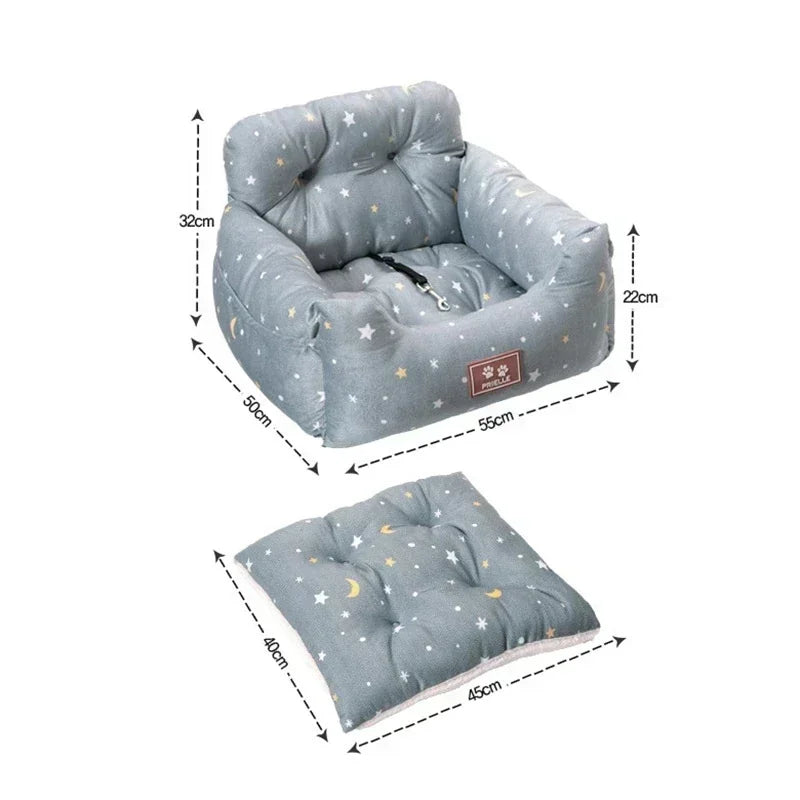 Showlu Fashion cotton pet car seat cover with travel carrier sofa pad, designed to protect car seats and provide comfort for pets.