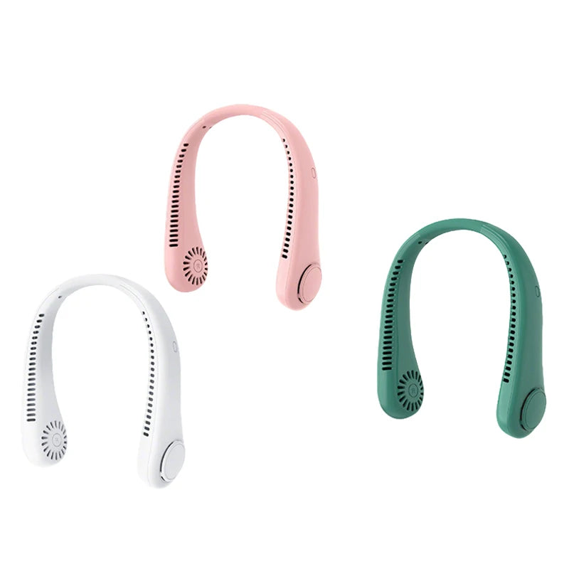 Showlu Smart General 4000mAh portable neck fan with adjustable airflow and lightweight design, worn around the neck for cooling.
