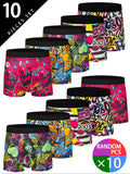 Set of 10 men's printed flat corner underwear by Showlu Fashion, ideal for beach, outdoor swimming, and casual wear for teenagers.