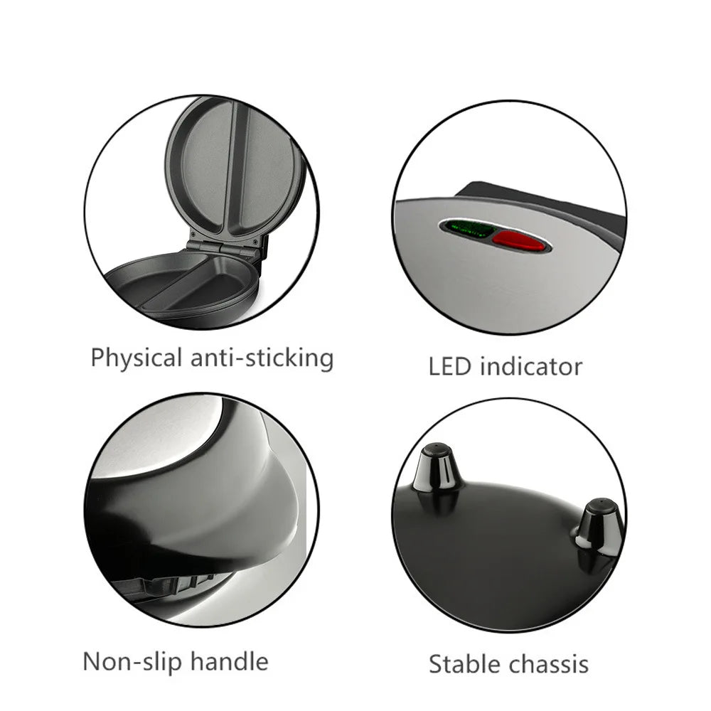 Electric crepe and pizza maker by Showlu Smart General with non-stick surface and 850W power for easy cooking.