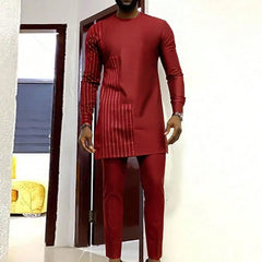 2025 New men's suit, white pocket, 2-piece set, luxury wedding casual suit, traditional African style of ethnic minorities