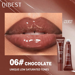 QIBEST Watery Crystal Clear Jelly Lip Oil Lip Balm Moisturizing Smoothing Lip Lines Jelly Pout Lip Gloss Glass Tinted Lip Glaze