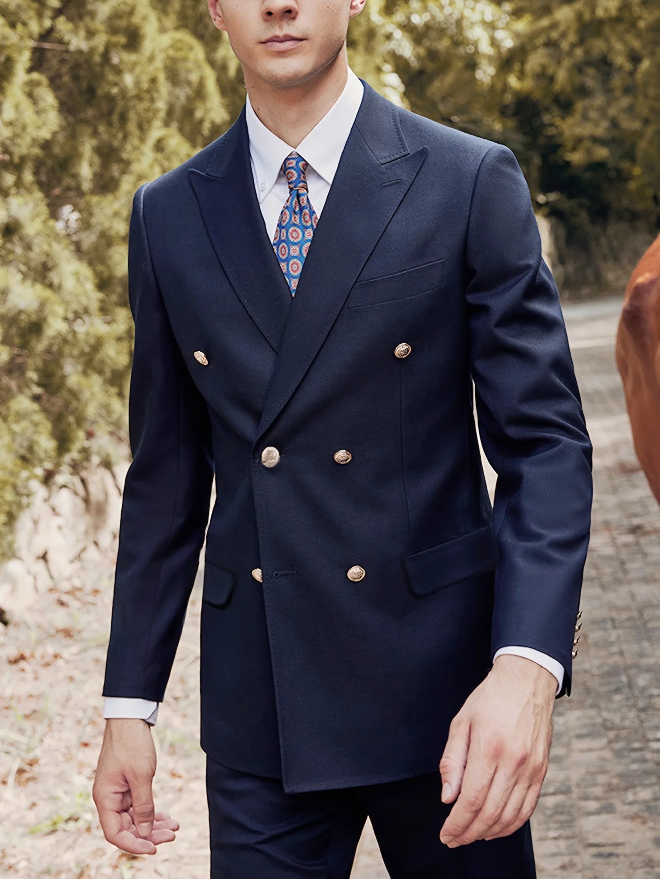Elegant Men's Suits 2 Pcs Double-Breasted Suit Slim Fit Bridegroom Groomsmen Suit Male Formal Business (Jacket+Pants)