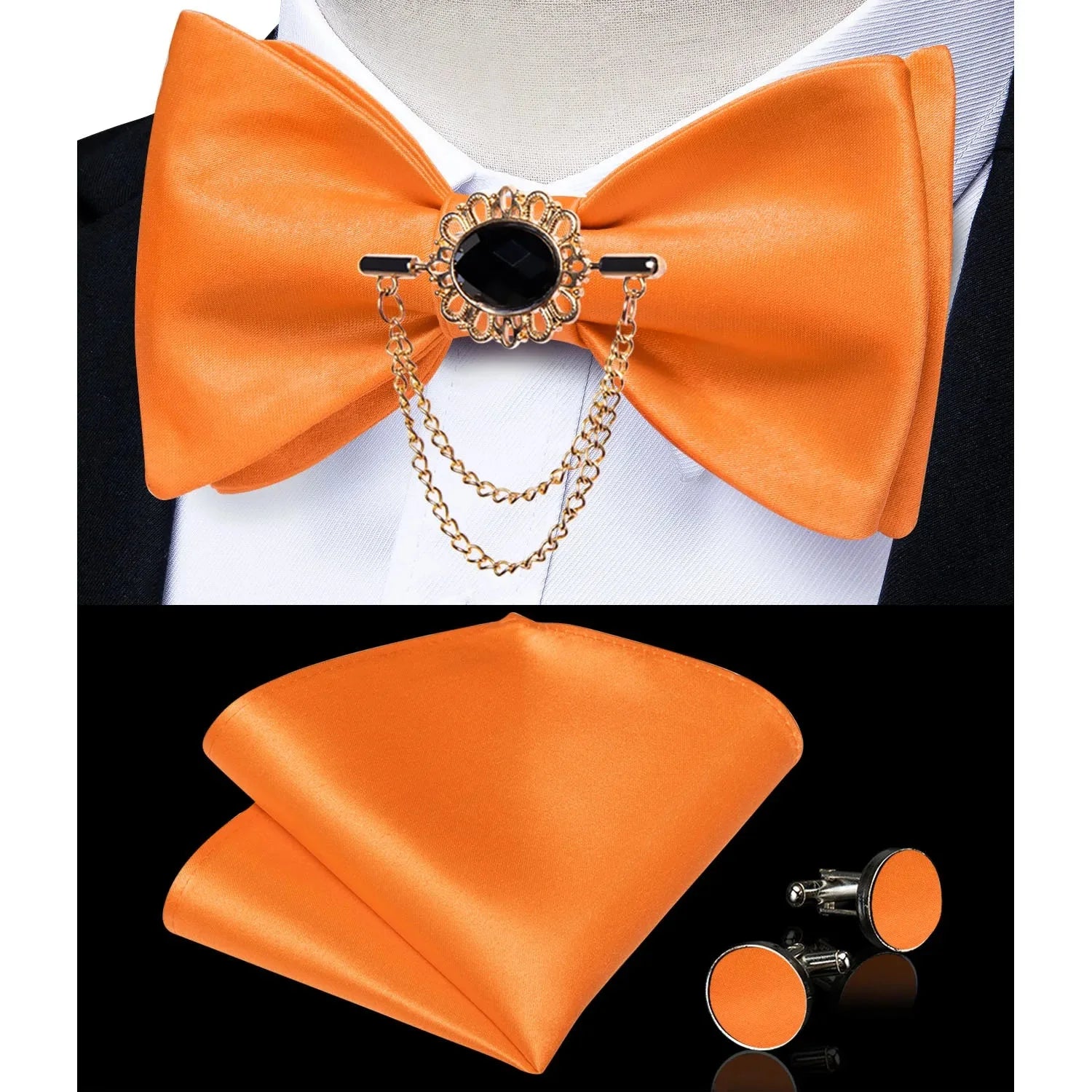 Pink plaid silk self-tie bow tie set with brooch and handkerchief, stylish accessories by SHOWLU FASHION STORE