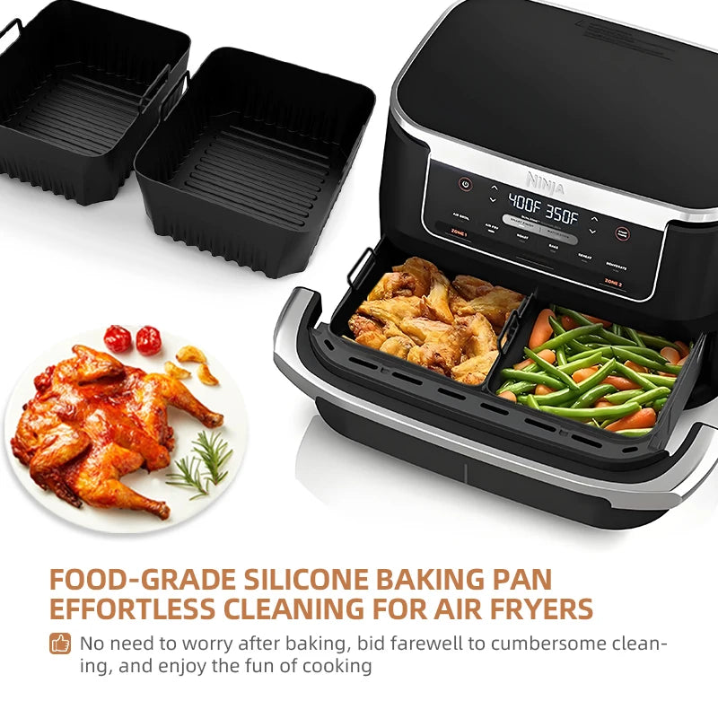 Silicone air fryer basket from Showlu Smart General, non-stick, heat-resistant kitchen accessory for healthier frying.