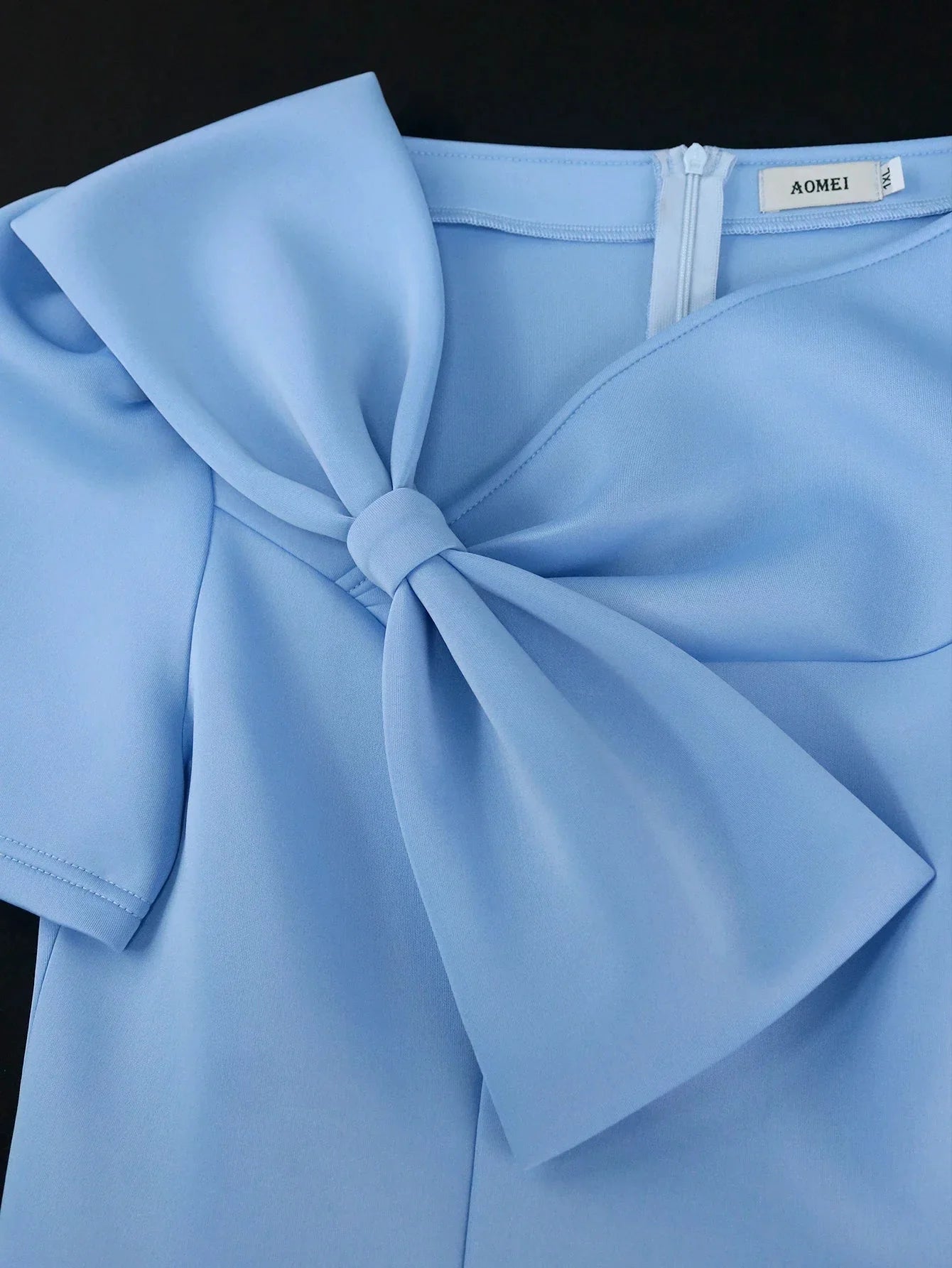 AOMEI Women's Bow A-Line Skater Dress in elegant scuba fabric, featuring a bow detail and suitable for parties and formal occasions.
