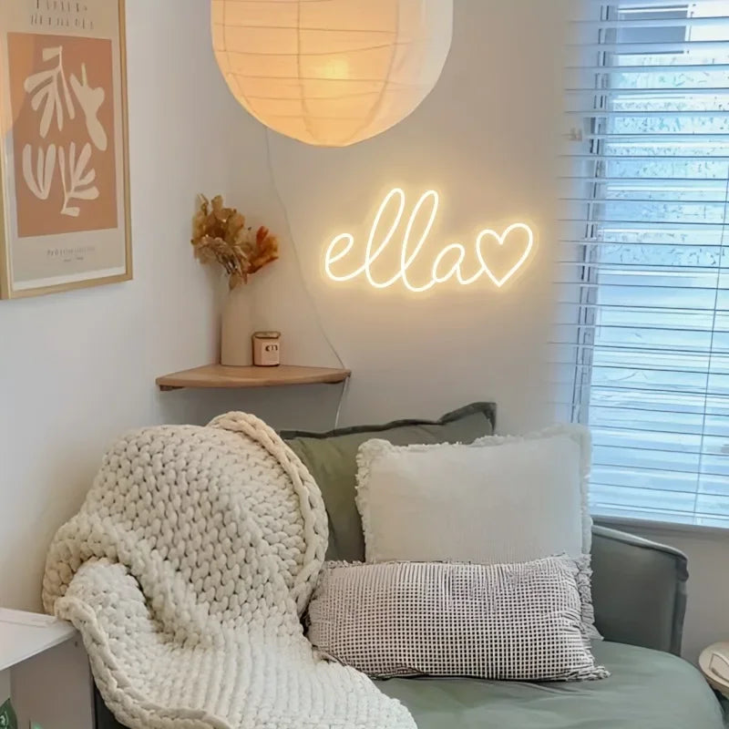 Custom LED neon sign by Showlu Smart General with glowing light, mounted on a wall, showcasing modern decorative signage.