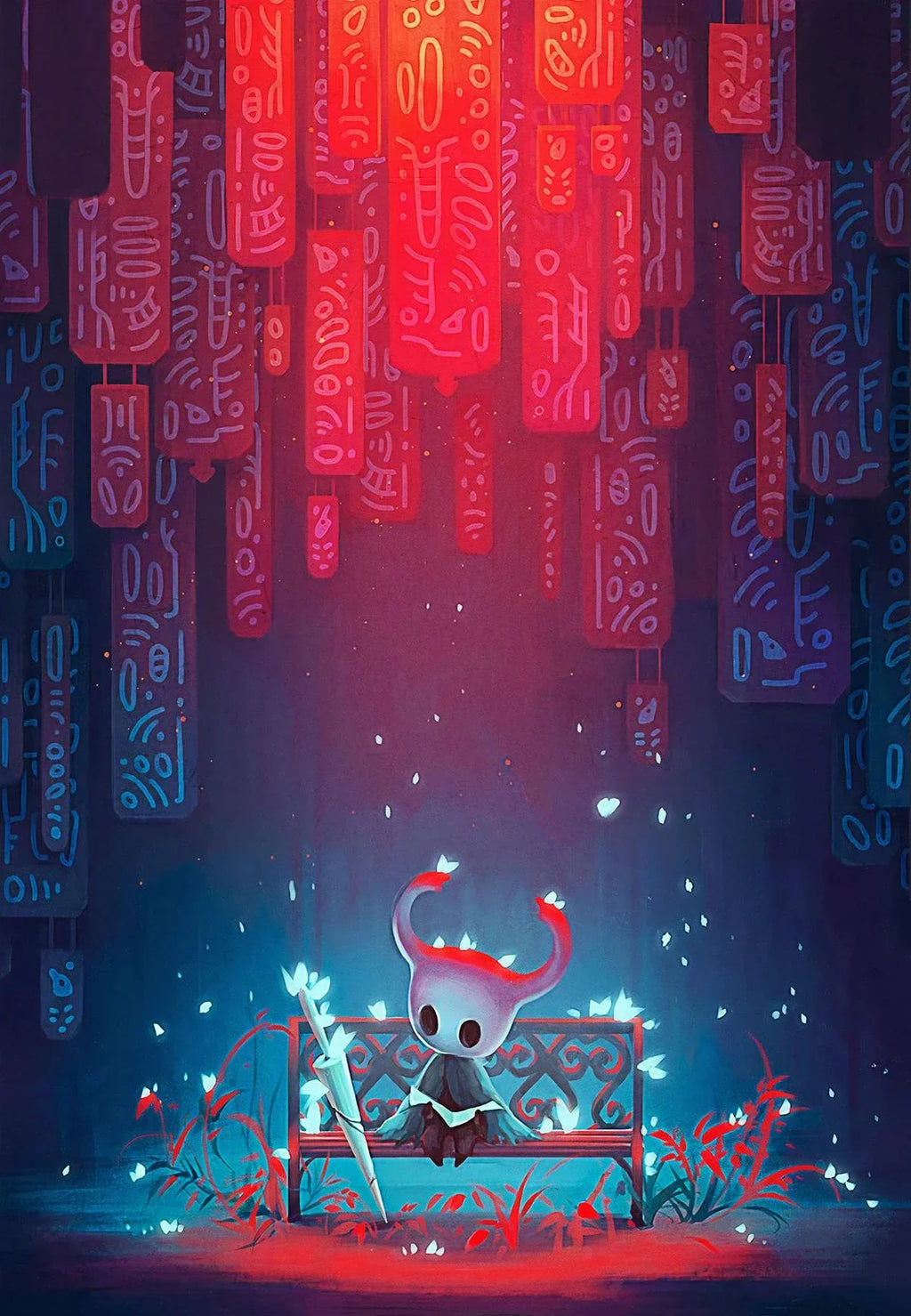 Hollow Knight canvas wall art featuring a modern video game poster with Knight character for home decor display