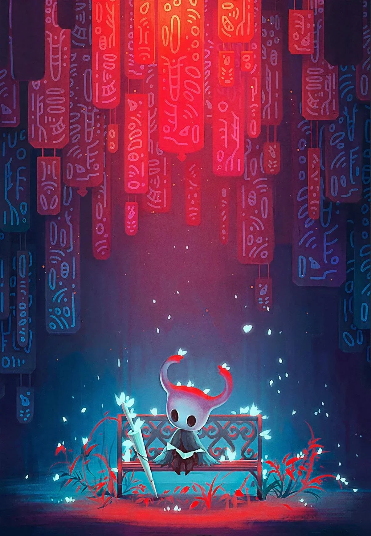 Hollow Knight canvas wall art featuring a modern video game poster with Knight character for home decor display
