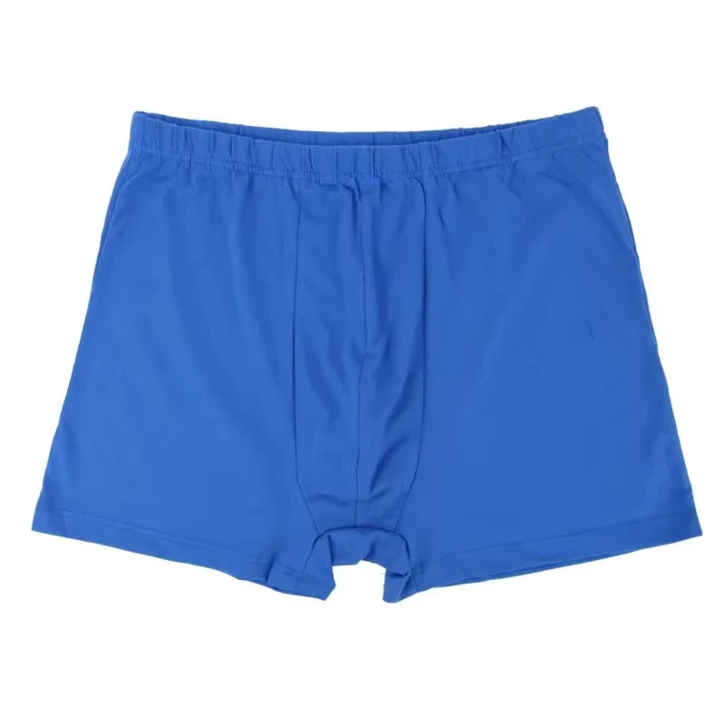 Showlu men's plus size cotton boxer briefs in 8XL-10XL, loose fit 4-pack, white and neutral colors, front view