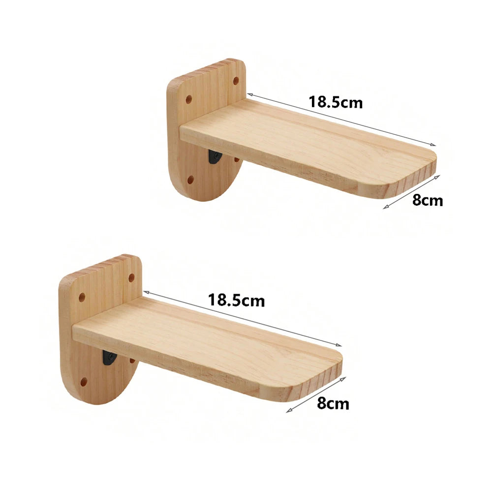 Wall-mounted cat climbing rope and sisal scratching post by Showlu Fashion Store, featuring wooden structure for feline scratching and climbing.