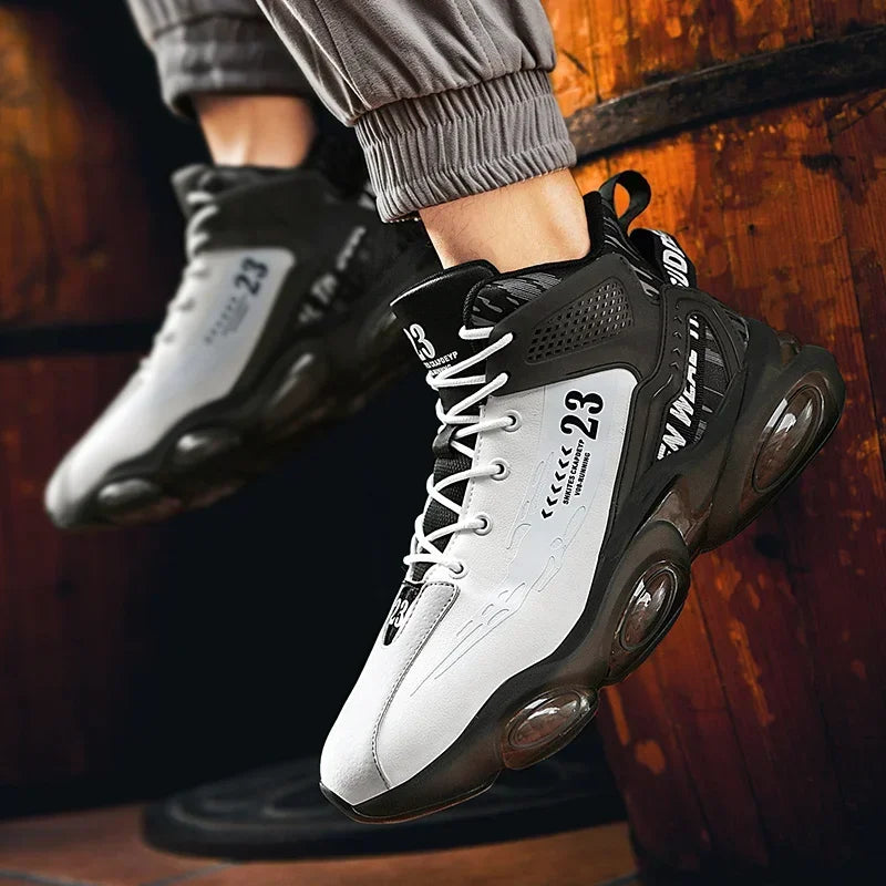 Showlu Men's breathable mesh running sneakers with cushioning, designed for sports and active wear.