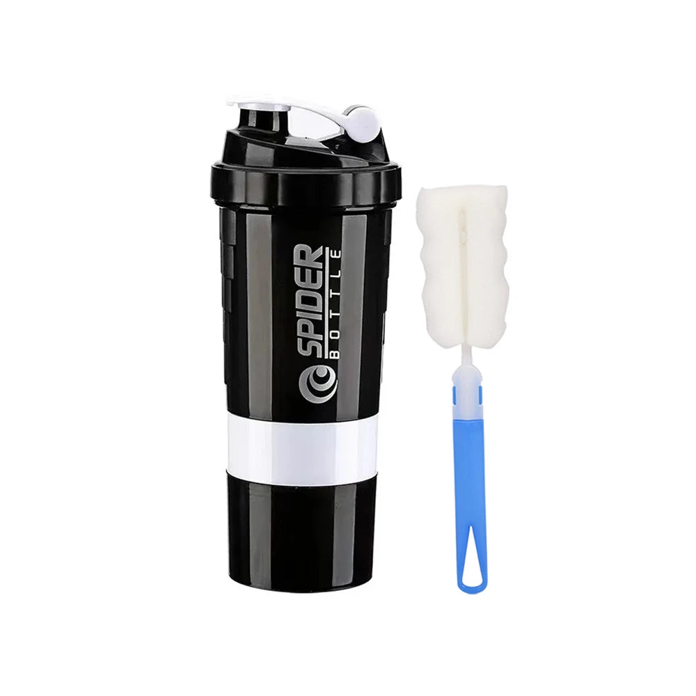 Showlu Fashion Store FEB.WIND protein shaker bottle with 3-layer large capacity mixing cup and ergonomic design.