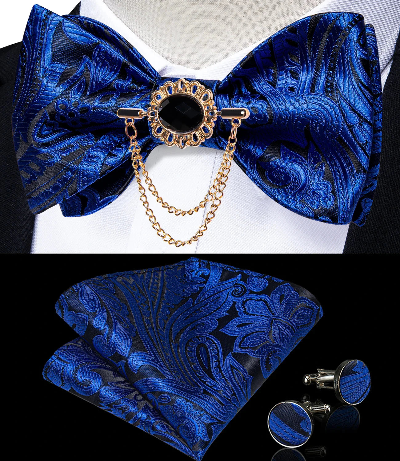 Pink plaid silk self-tie bow tie set with brooch and matching handkerchief, stylish accessory by SHOWLU FASHION STORE