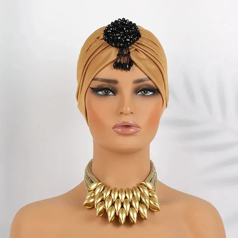 Showlu Fashion women's diamond pleated turban hijab chemo cap wrap, stylish and comfortable head covering for women.