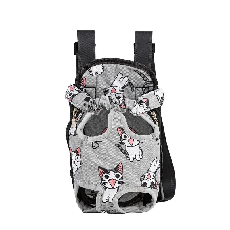 Showlu adjustable mesh pet carrier backpack with breathable design for cats and small dogs, featuring secure straps and ventilation.