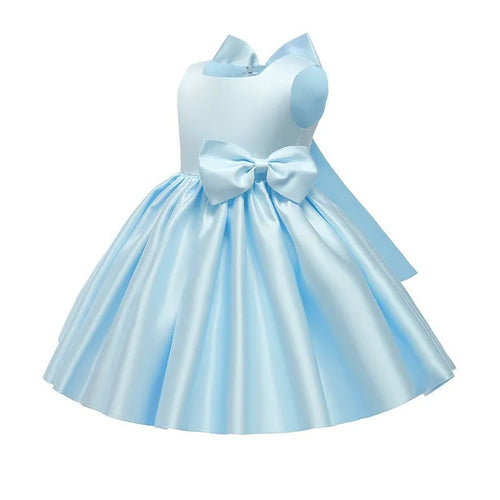 Girls' princess birthday party dress in pink with floral details, suitable for ages 1 to 8, by Showlu Fashion Store.
