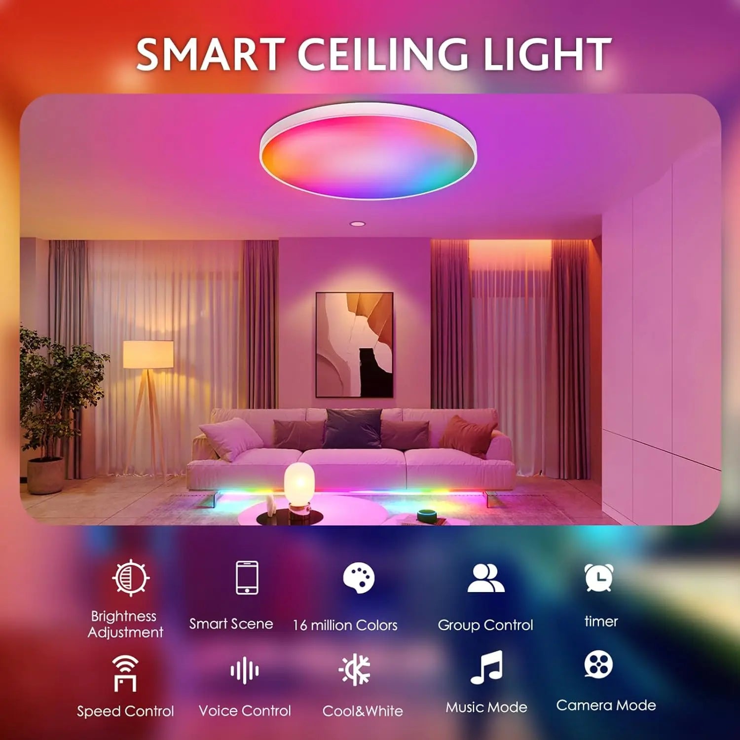 Showlu Smart General LED ceiling panel with sleek, modern design and integrated smart lighting features for home or office use.