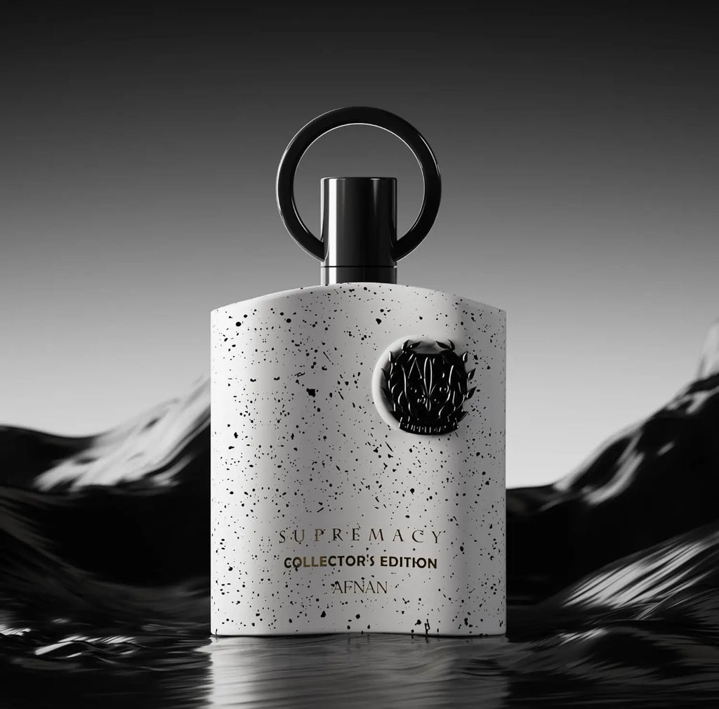 A 3.4 oz bottle of Afnan Supremacy Collector's Edition men's Eau De Parfum showcasing elegant packaging and fragrance.