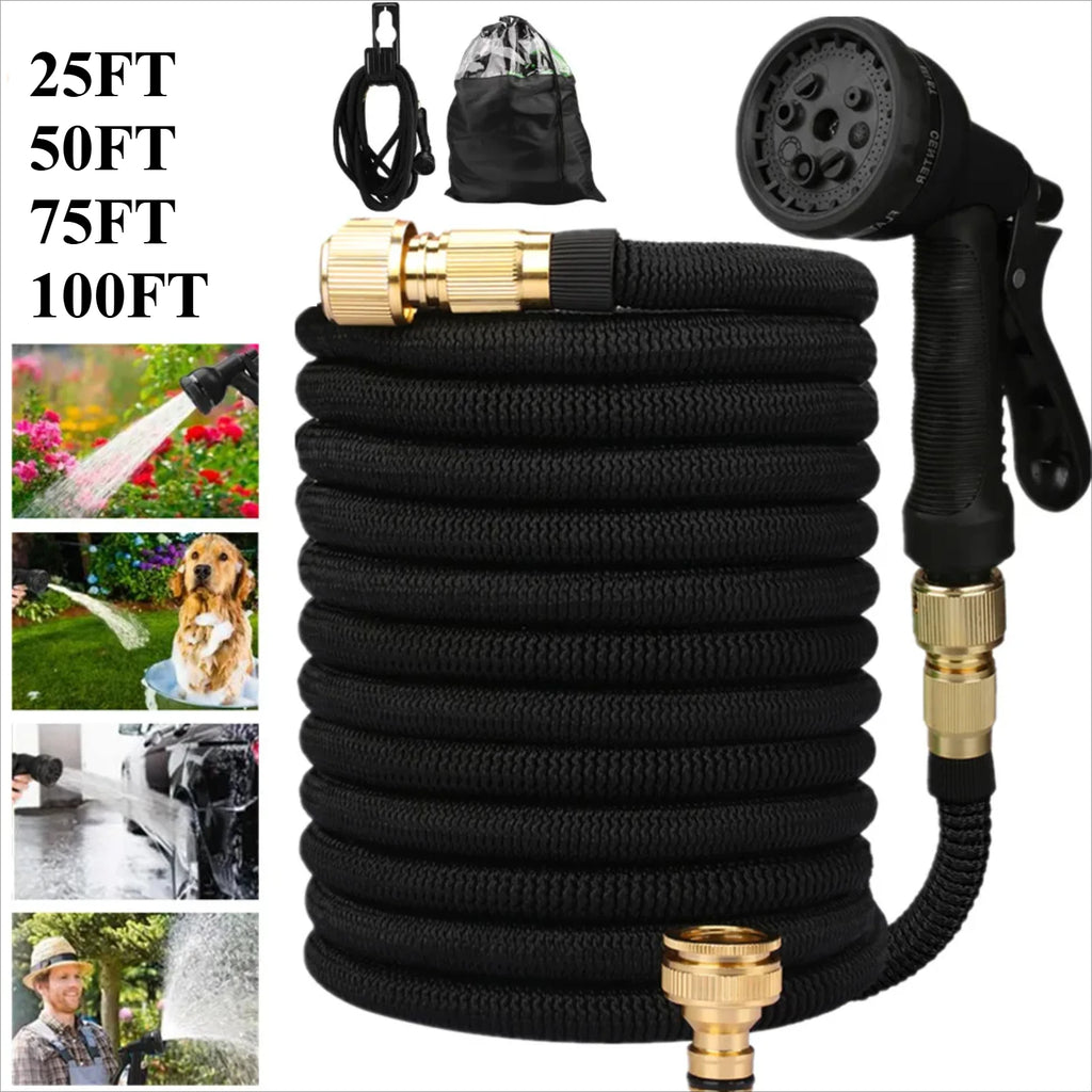 Showlu Smart General 50ft high-pressure washer hose coiled with fittings, durable rubber exterior for outdoor cleaning tasks
