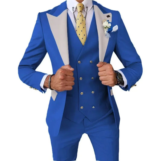 Formal Men's Suits 3 Pcs Slim Fit Suit Classical Groomsman Tuxedo Wedding Formal Party  Set  Wedding Prom (Jacket+ Pants +Vest)