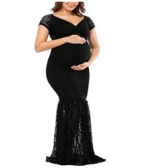 Elegant V Neck Photography Dresses for Pregnant Women Short Sleeve Maxi Maternity Dresses for Photoshoot Pregnancy Clothes New