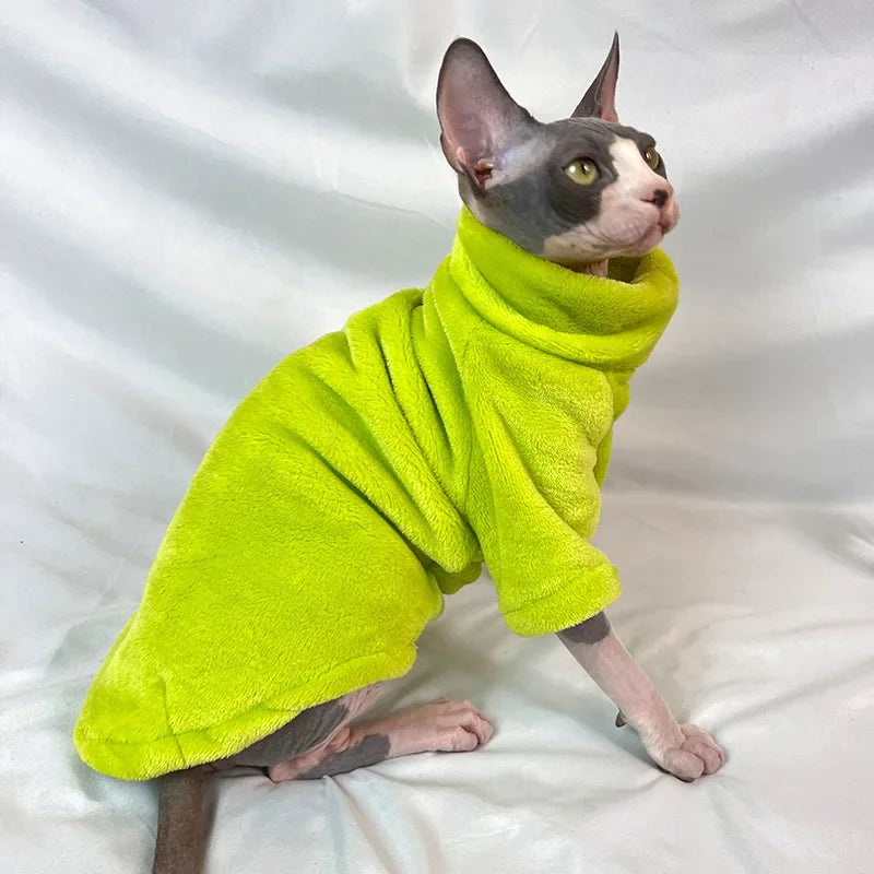 Showlu Fashion Wang Shan Meow Sphynx Cat hoodie, cotton winter pet jumpsuit with a cozy fit, perfect for keeping your cat warm.