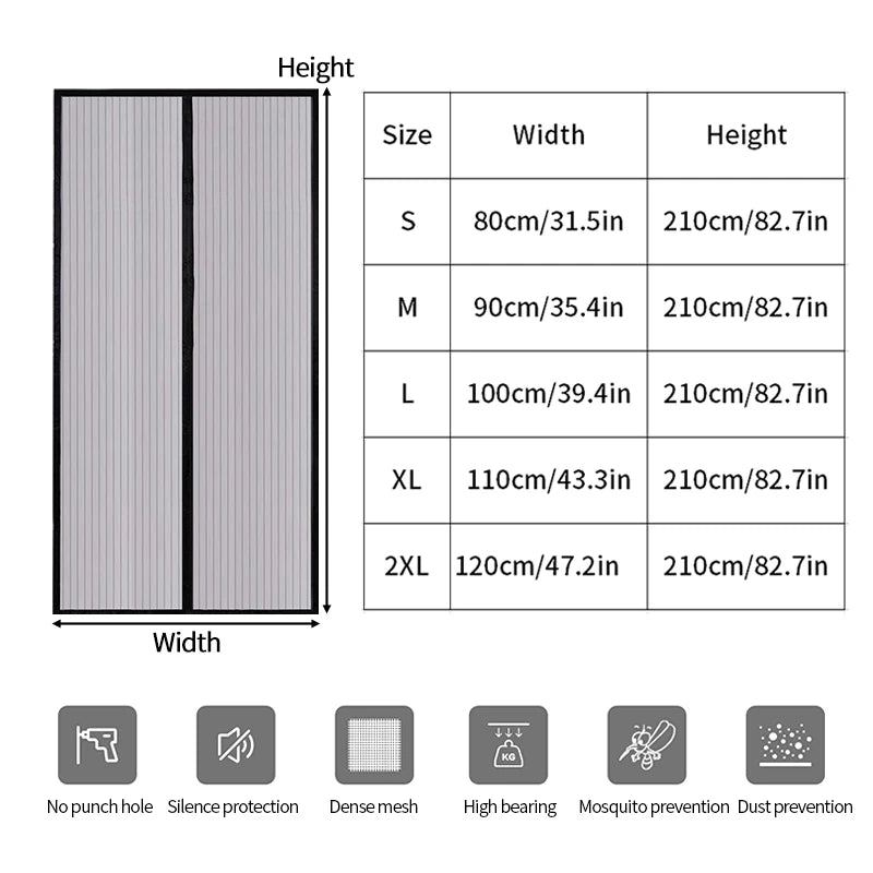 Showlu Smart General magnetic mesh door curtain with self-adhesive anti-mosquito screen, featuring fine mesh for insect protection.